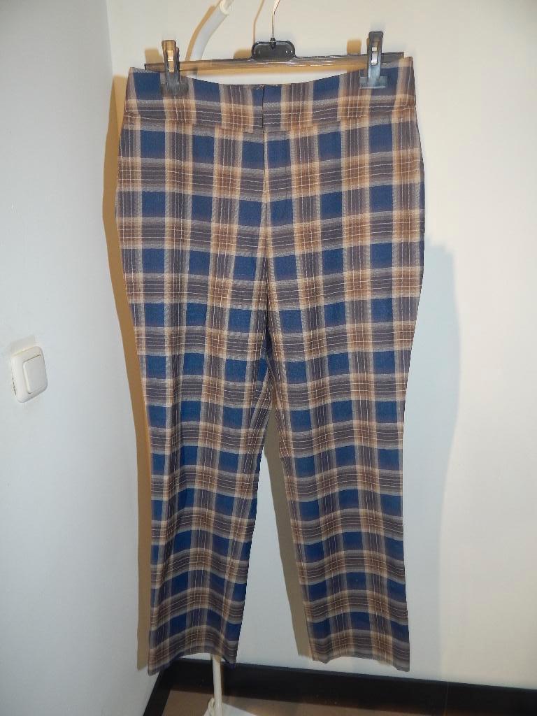 Suistudio smaakvolle broek kobalt ruiten motief dun wol 38, Kleding | Dames, Broeken en Pantalons, Maat 38/40 (M), Zo goed als nieuw