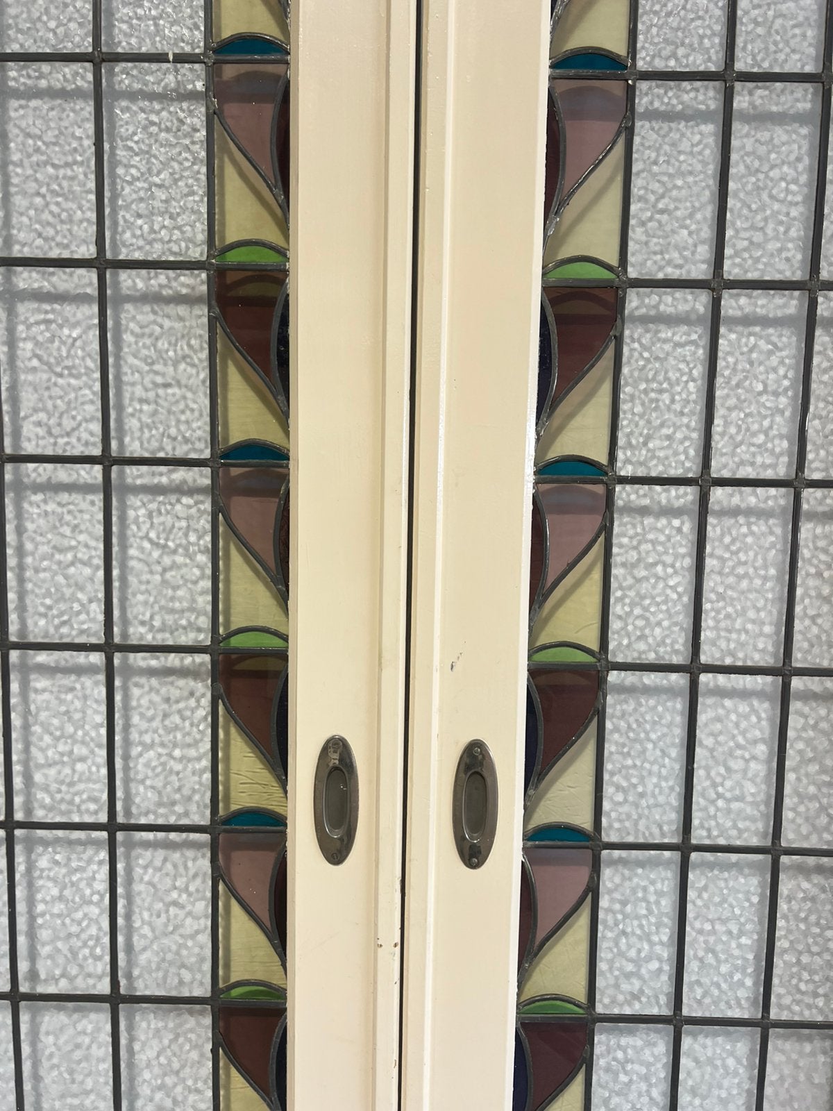 2 sets antieke ensuite schuifdeuren glas in lood art deco, Doe-het-zelf en Verbouw, Deuren en Horren, Gebruikt, 120 cm of meer