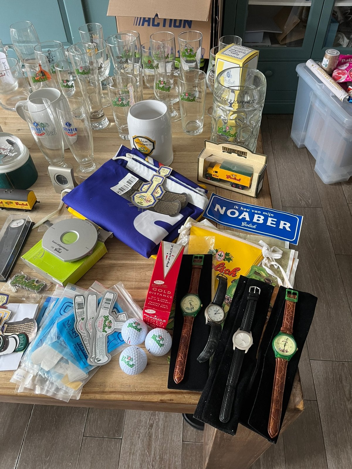 Te koop complete verzameling grolsch spullen, Verzamelen, Biermerken, Ophalen, Nieuw, Grolsch