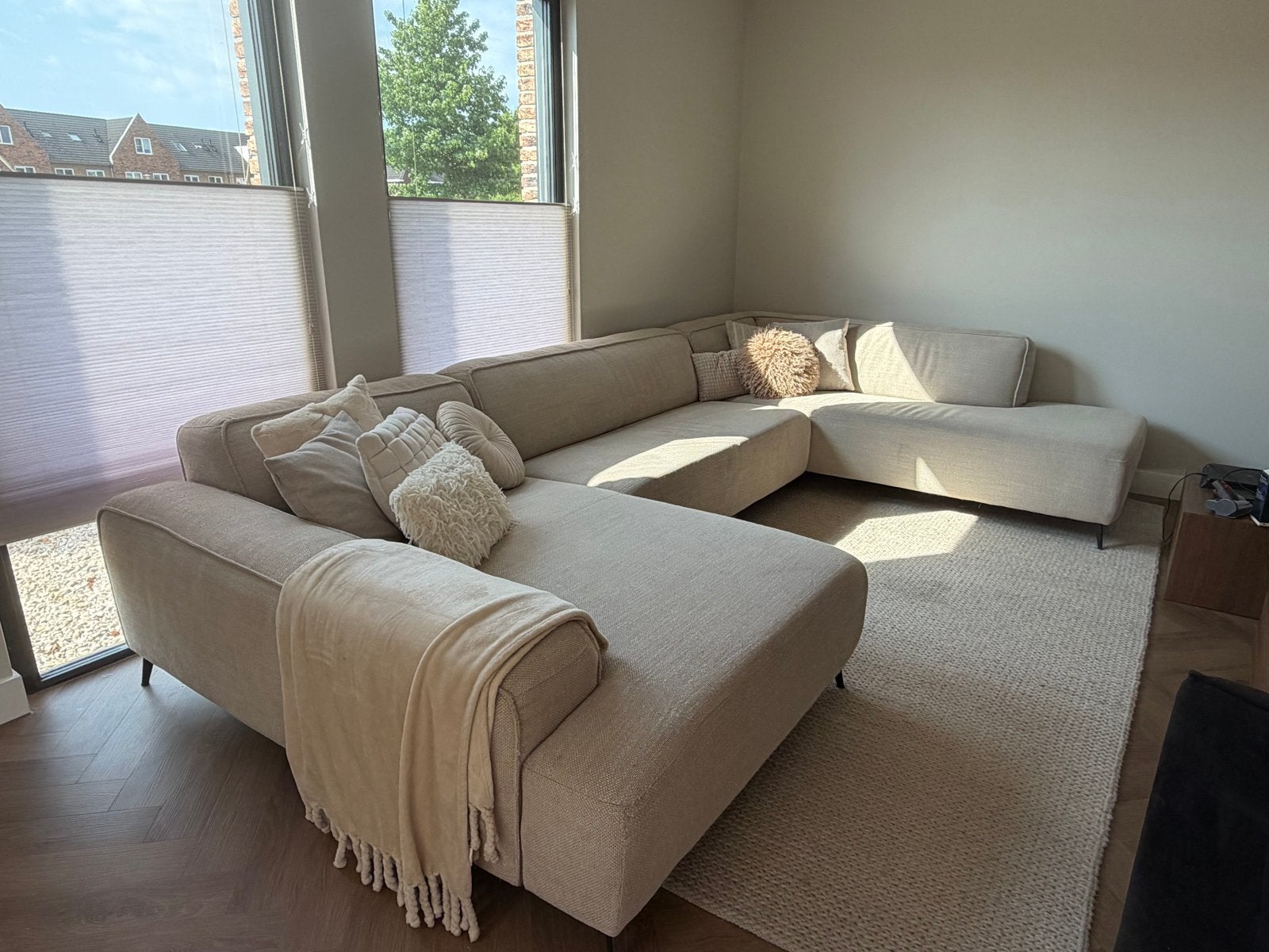 Luxe U-Zitsbank Eijerkamp - Beige, Boxspring Vulling, Huis en Inrichting, Ophalen, Gebruikt, Hoekbank, 300 cm of meer