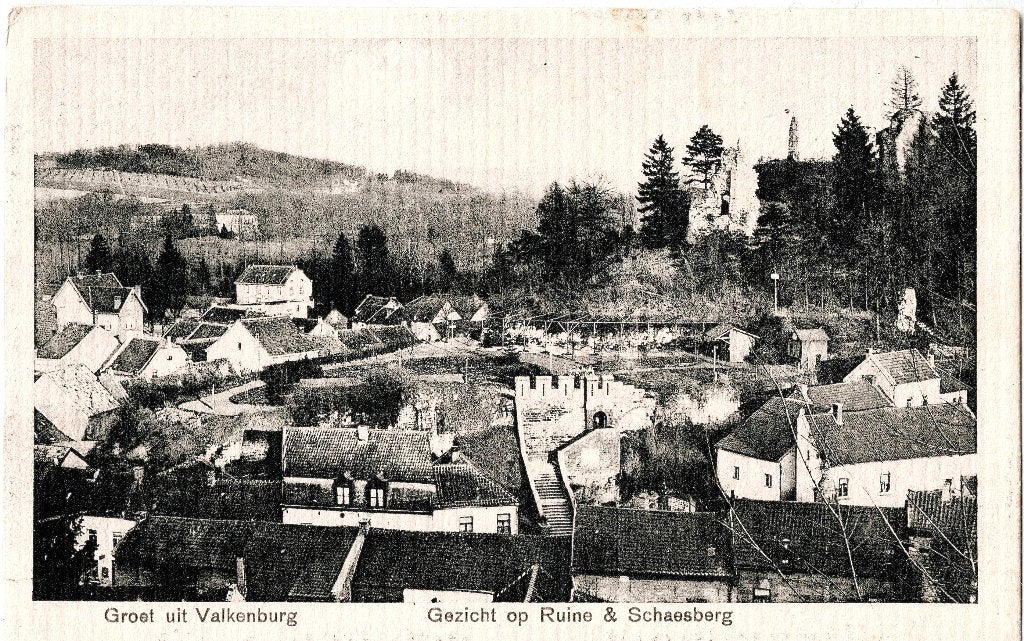Valkenburg ruine en schaesberg, verstuurd 1912,, Verzamelen, Verzenden, Voor 1920, Gelopen, Limburg