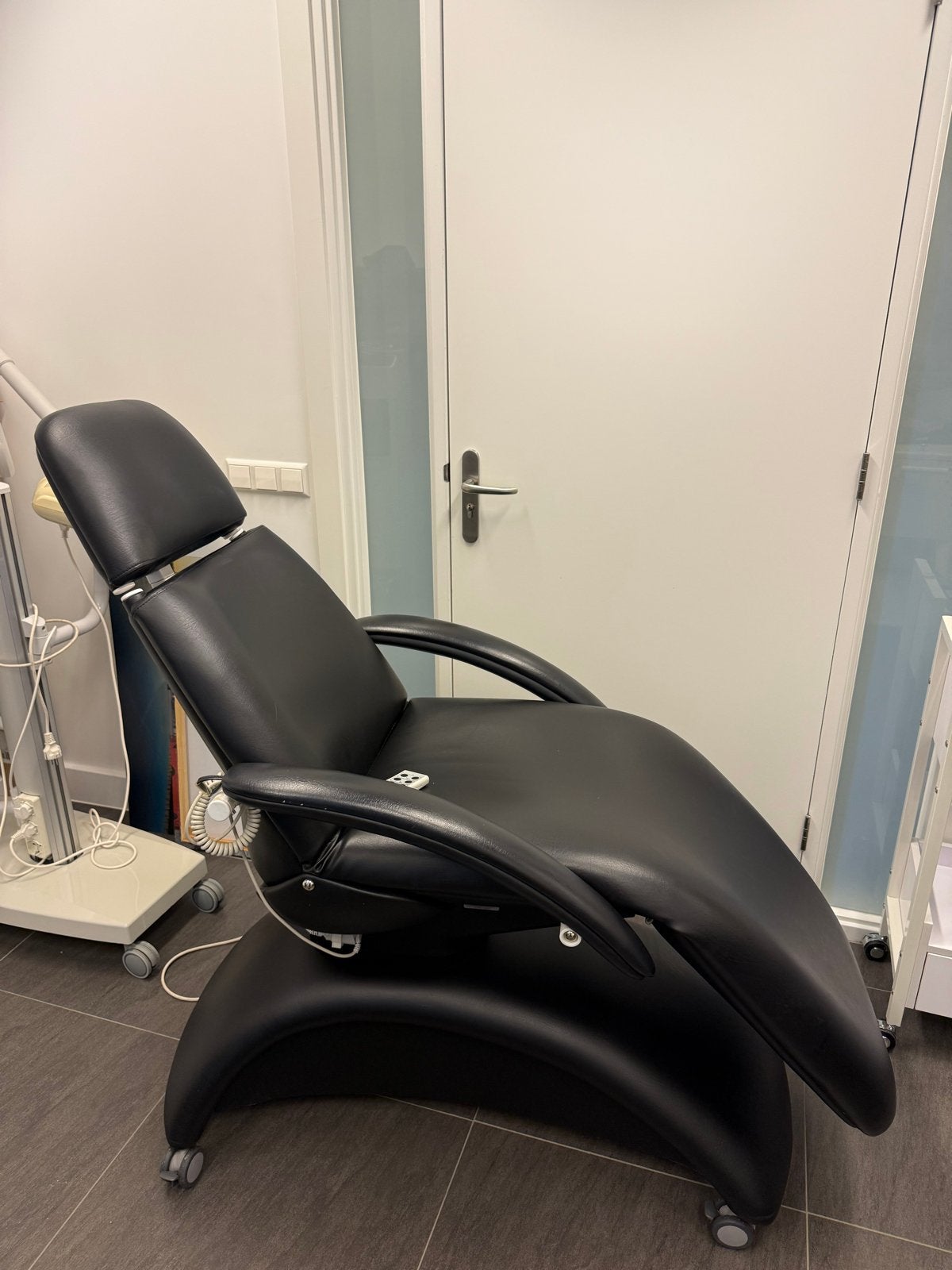Zwarte behandelstoel/massagestoel, Huis en Inrichting, Ophalen, Gebruikt, Zwart, Leer
