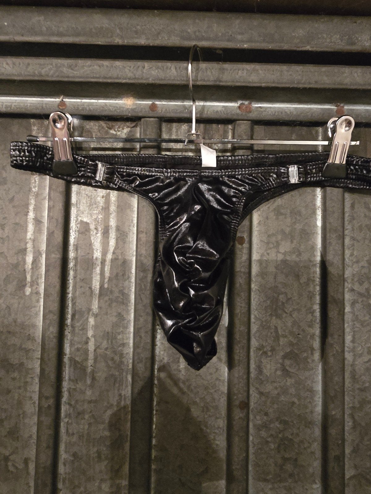 Zwarte glanzende heren string, Verzenden, Zwart, Onbekend, Slip