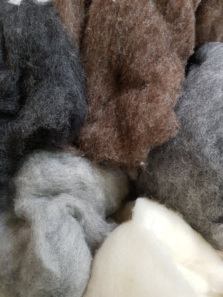 Gekaarde, ongeverfde wol, pakket assorti PUUR, Verzenden, Nieuw, Los Vilt, Linschoten