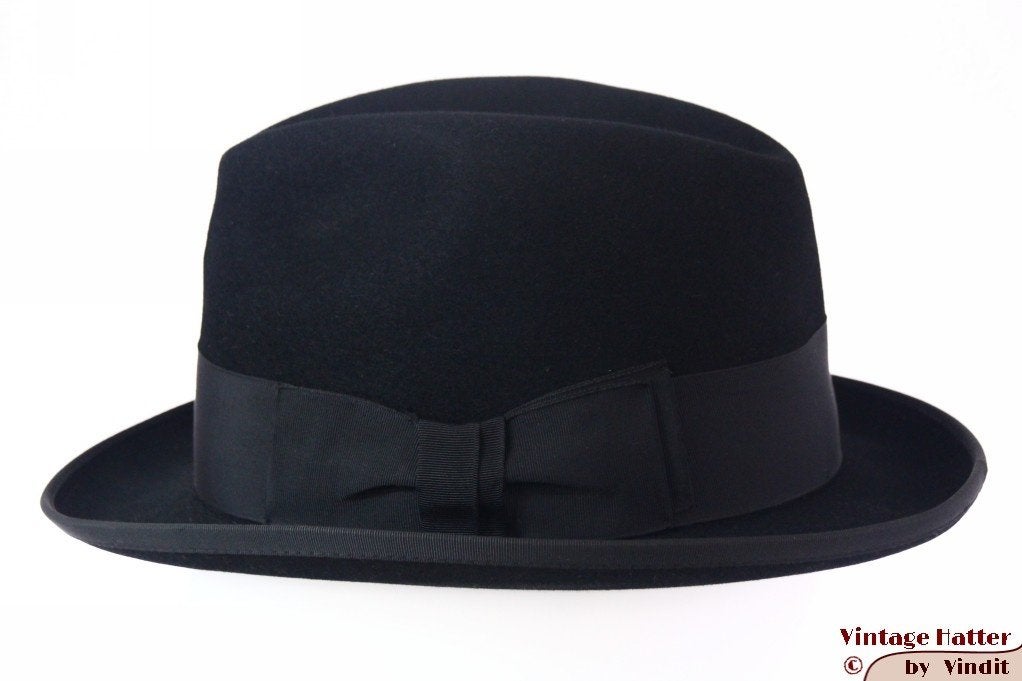 Vintage Gleufhoed Wegener Colonel zwart vilt 56,5, Hoed, Wegener Colonel, Ophalen of Verzenden, 57 cm (M, 7⅛ inch) of minder