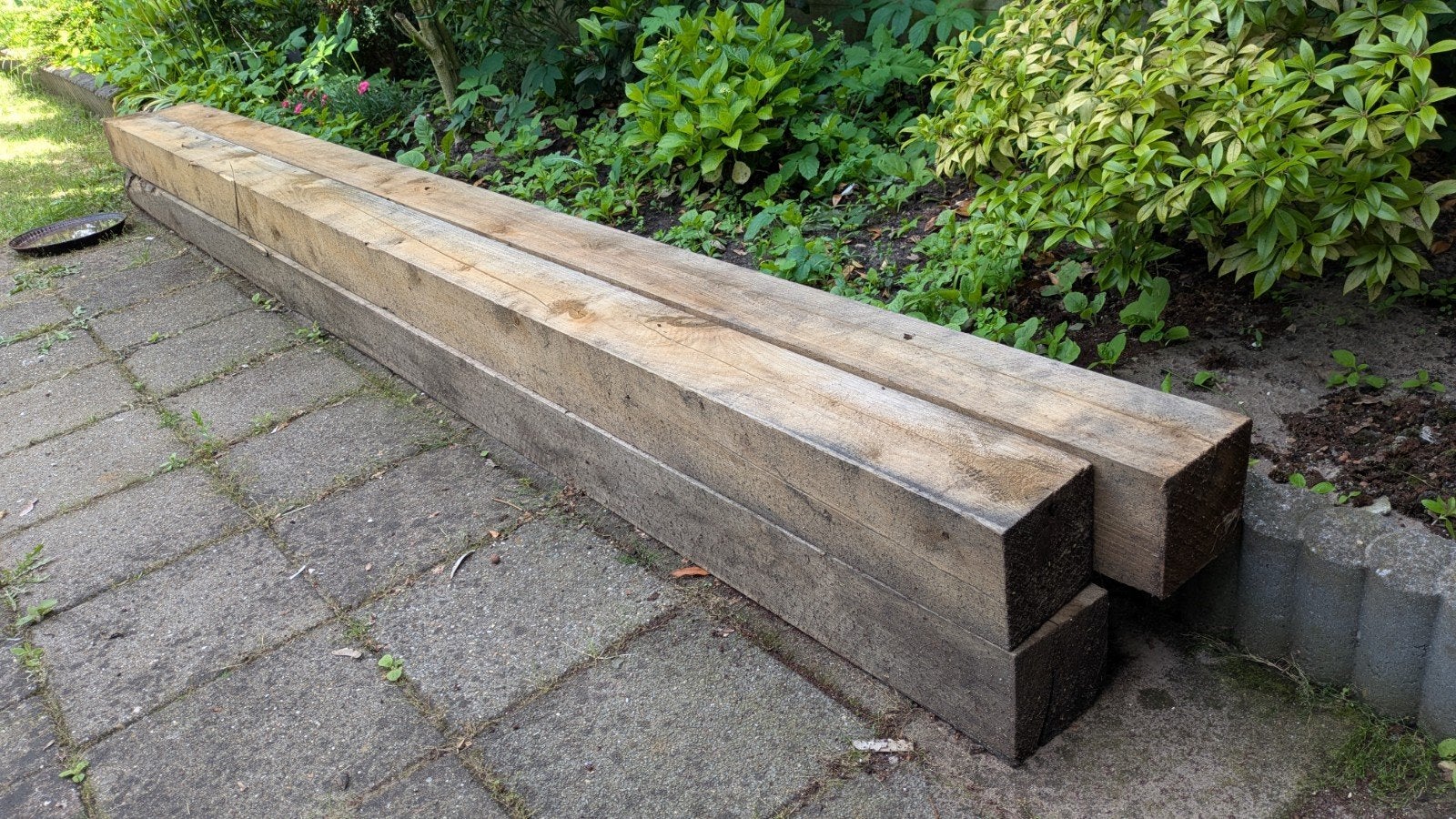Kastanjehouten palen 12x12 cm, 310 cm lang, Ophalen, Gebruikt, Palen, Hardhout