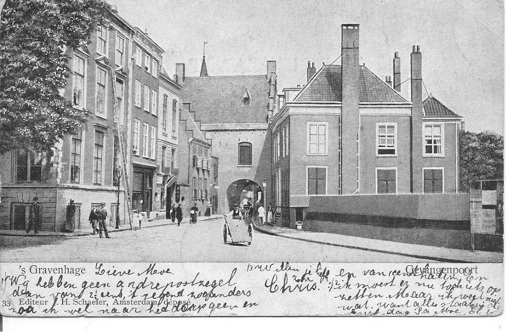 Oude ansichtkaart 's Gravenhage Gevangenpoort., Ophalen of Verzenden, Voor 1920, Gelopen, Zuid-Holland