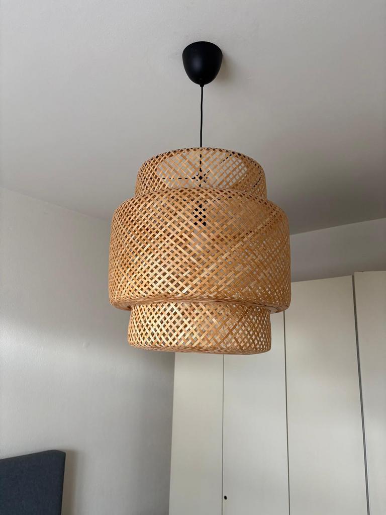 Grote rieten hang lampen 2stuks van dezelfde maat, Ophalen, Zo goed als nieuw, 50 tot 75 cm