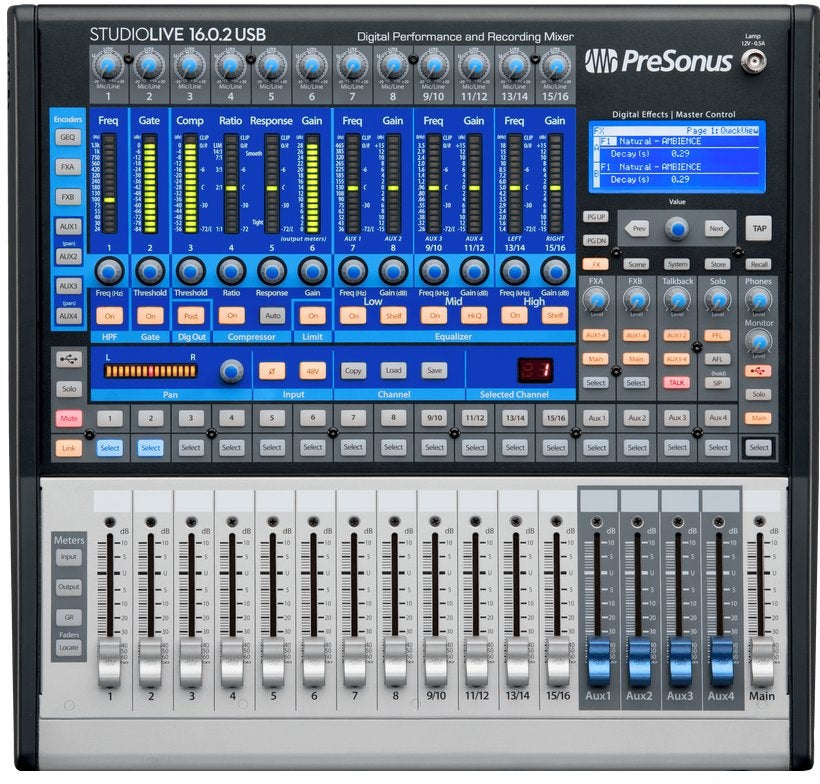 Mengpaneel Presonus studiolive 16.0.2 Usb, Ophalen, Zo goed als nieuw, 10 tot 20 kanalen, Microfooningang