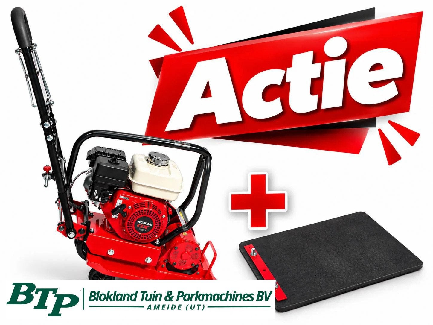 Honda Trilplaat incl. Rubbermat en wielstel trilmachine, Gebruikt, Honda