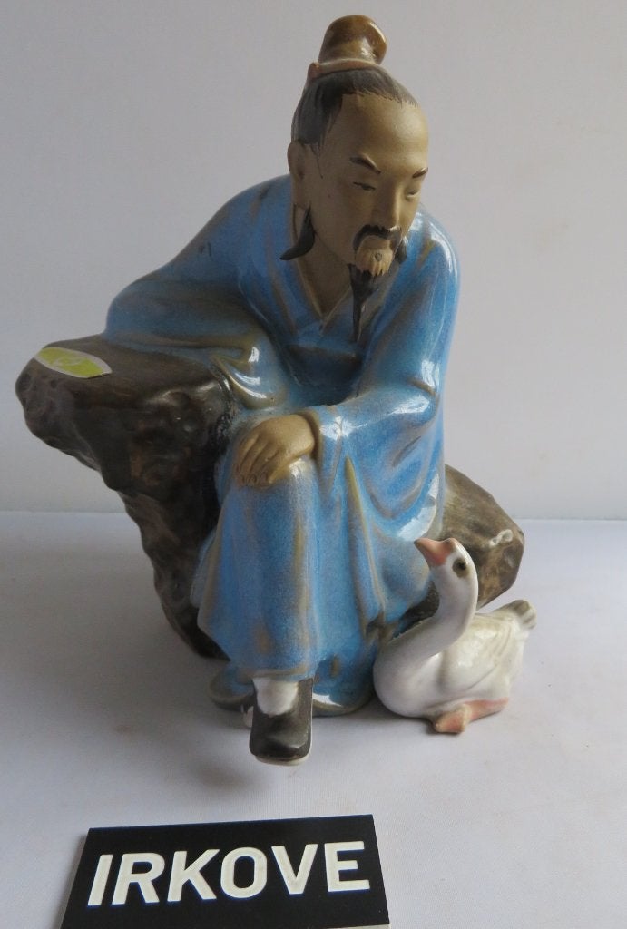 MUDMAN SHIWAN CHINEES BEELD * Man met Gans *, Antiek en Kunst, Minder dan 20 cm, Geglazuurd, Verzenden, Steen of Keramiek