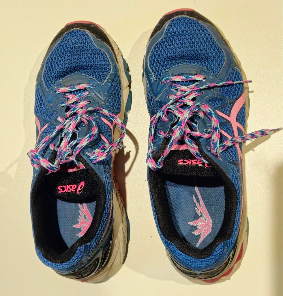 Dames Asics hardloopschoenen GEL-FujiTrabuco 4 maat 40,5, Blauw, Sportschoenen, Ophalen of Verzenden, Gedragen