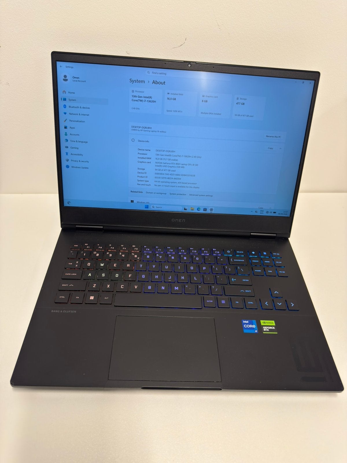 HP Omen 16 RTX4060 144Hz, Computers en Software, Videokaarten, Ophalen, PCI-Express 3, Gebruikt, HDMI