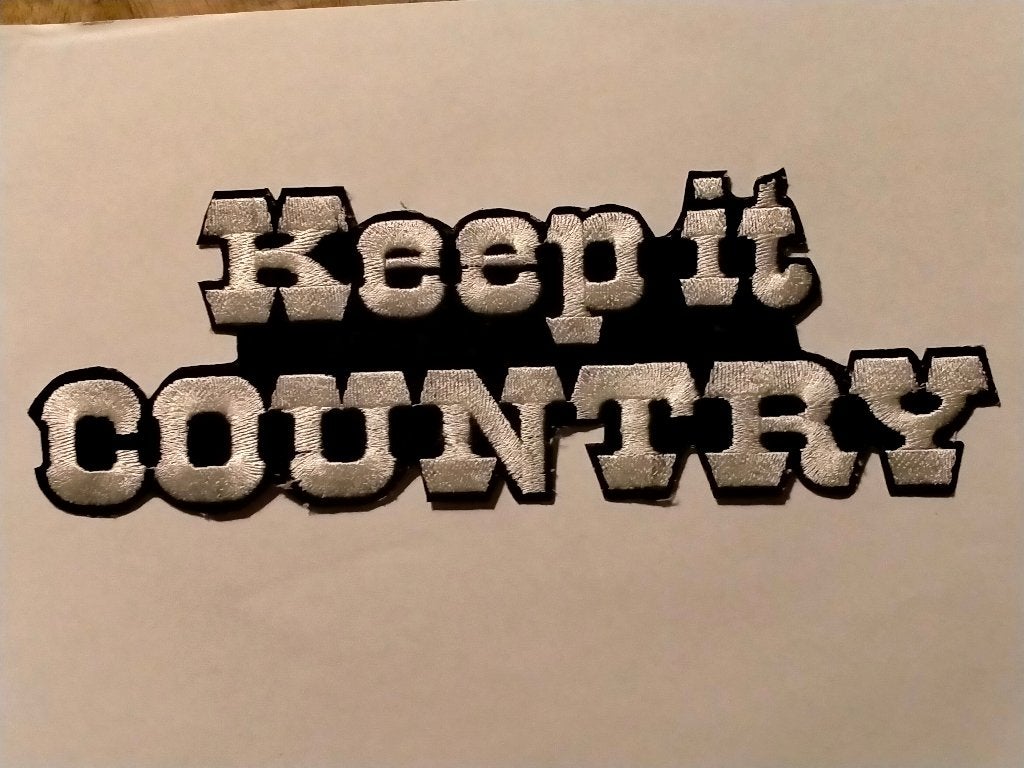 Keep it country muziek western logo patch groot back, Verzenden, Nieuw, Kleding