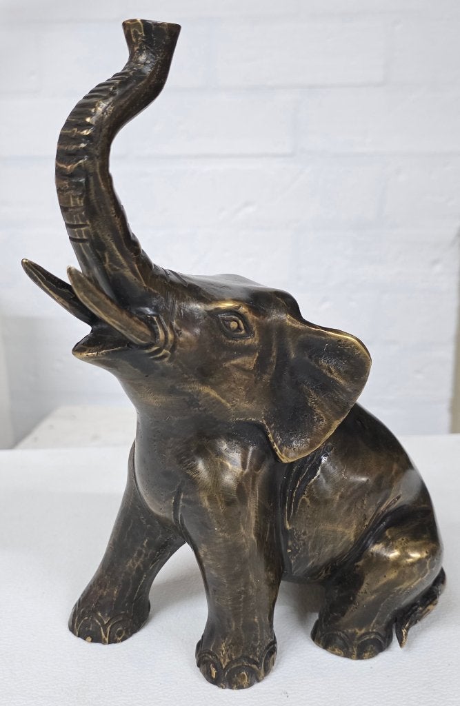 BRONZEN OLIFANT/ DIERENBEELD / 26 cm hoog, Ophalen of Verzenden, Wild dier, Beeldje of Figuurtje
