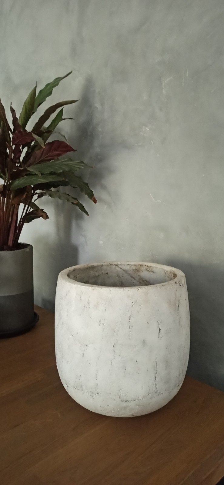 Betonnen bloempot, Tuin en Terras, Bloempotten, Rond, Binnen, Ophalen of Verzenden, Zo goed als nieuw