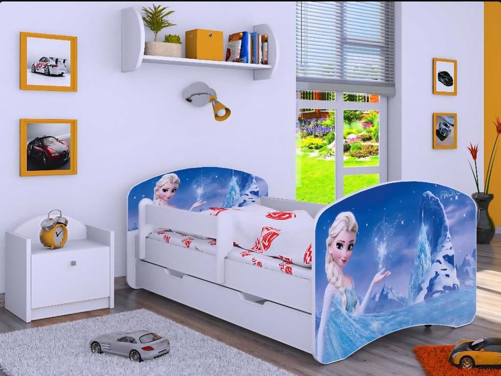 Elsa frozen bed 90x200 met lade en lattenbodem, Ophalen, 85 tot 100 cm, Zo goed als nieuw, Lattenbodem
