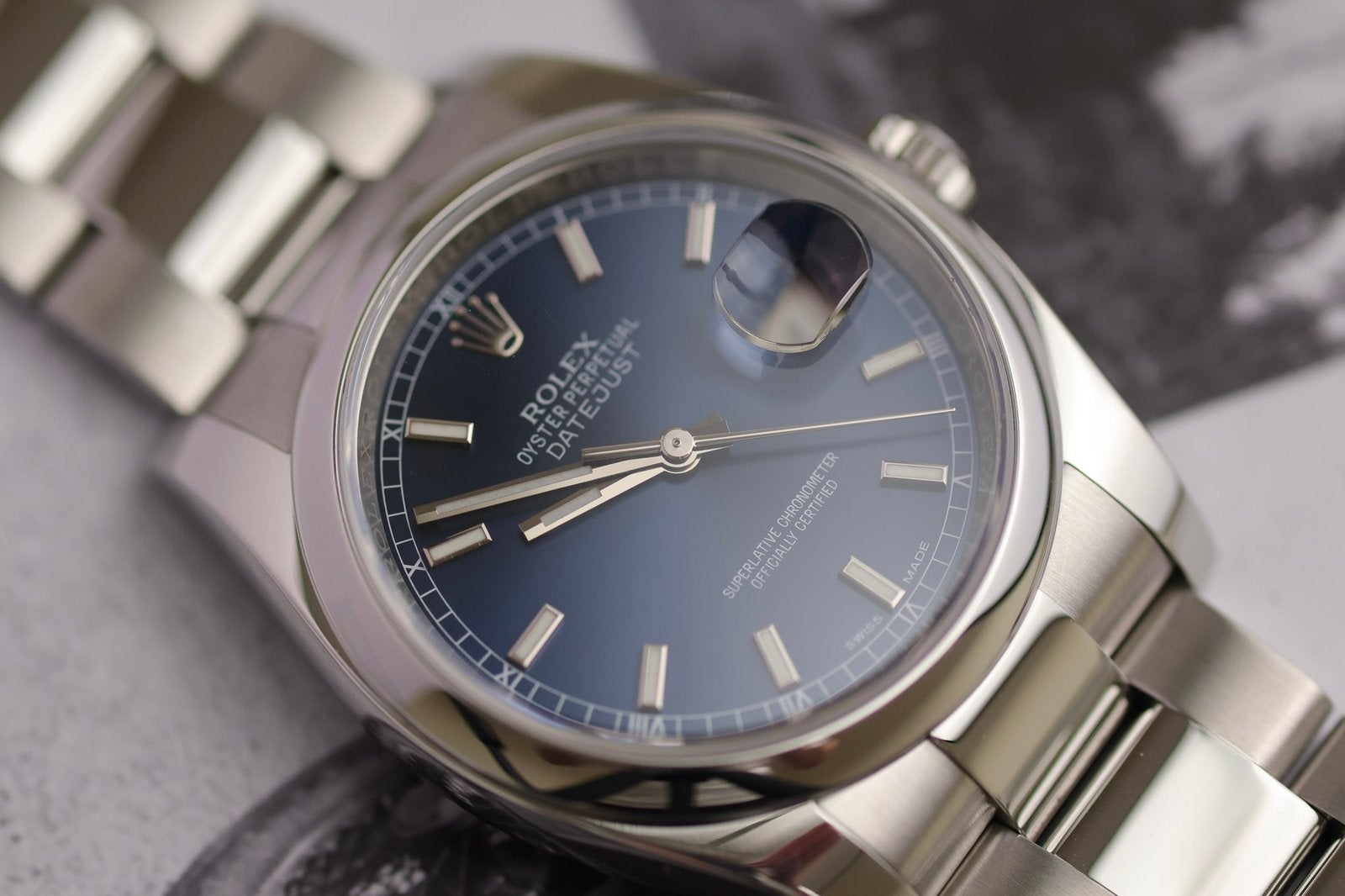 Rolex Datejust 36 116200 Blauwe Wijzerplaat 2015 Full Set, Staal, Gebruikt, Polshorloge, Ophalen of Verzenden