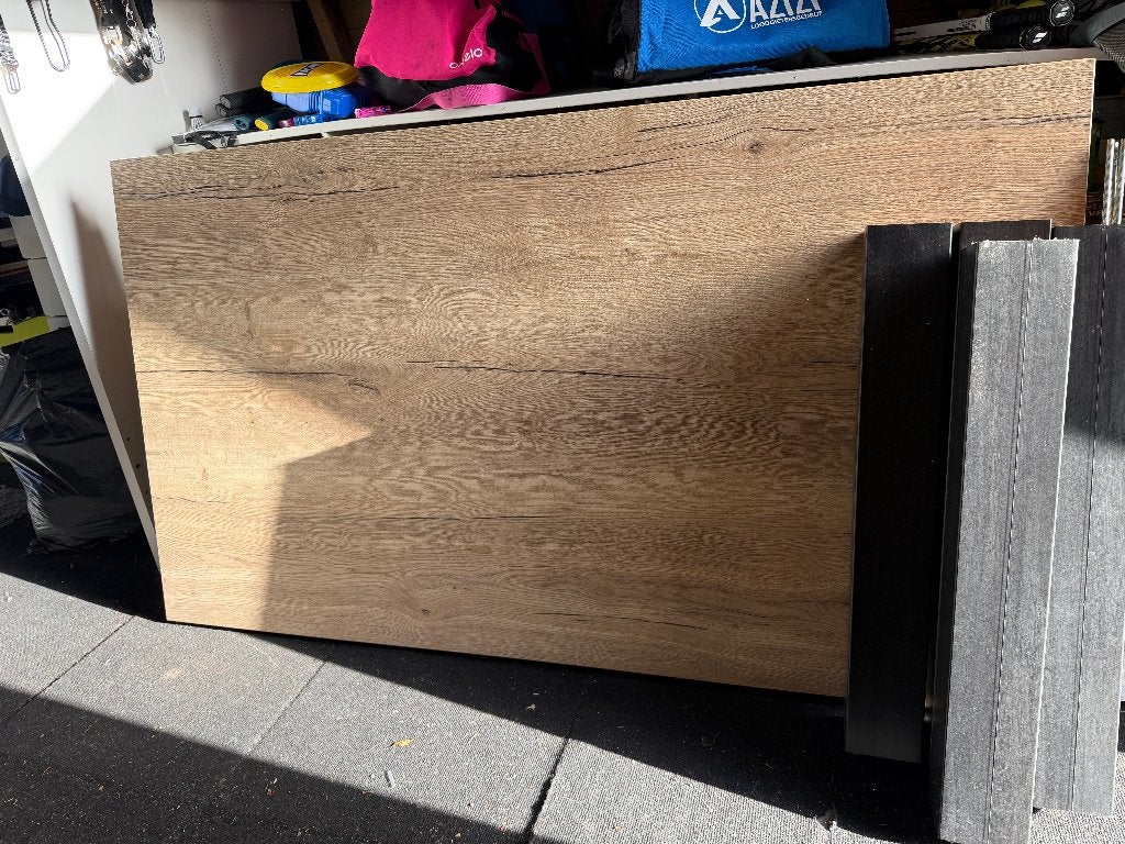 Eettafel 158x92 cm – eikenlook met zwarte poten, Huis en Inrichting, Ophalen, Rechthoekig, 200 cm of meer, 50 tot 100 cm