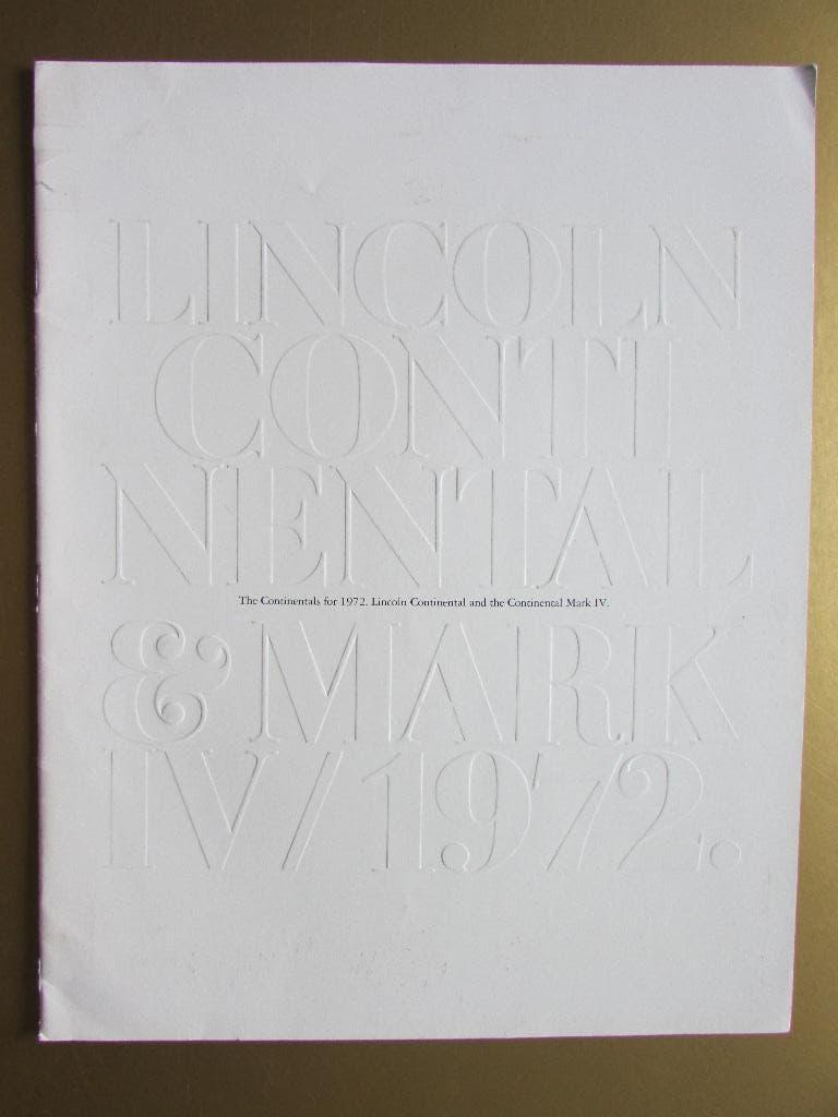 1972 Lincon Continental en MK IV prestige brochure, Engels, Boeken, Auto's | Folders en Tijdschriften, Ophalen of Verzenden, Zo goed als nieuw