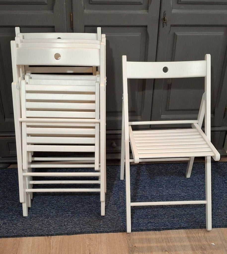 5 stuks witte Klapstoelen Terje Ikea, Huis en Inrichting, Ophalen, Wit, Zo goed als nieuw, Vijf, Zes of meer stoelen