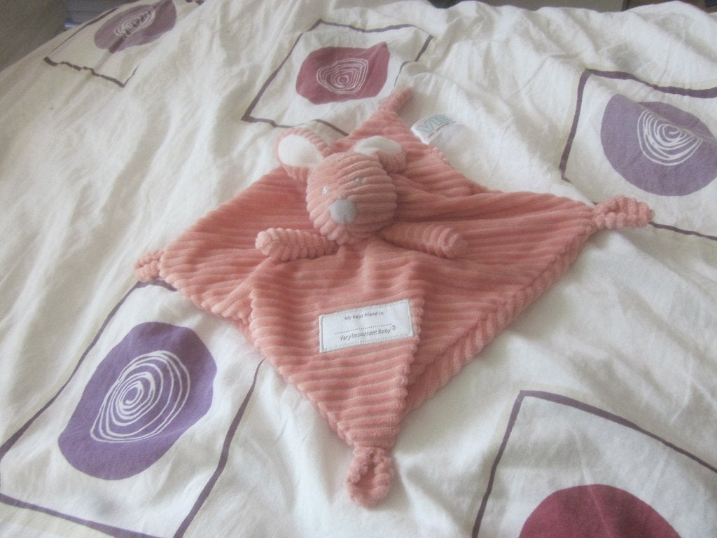 Mooi nieuw zalmroze/wit knuffeldoekje konijntje VIB, Overige merken, Ophalen of Verzenden, Met label, Roze