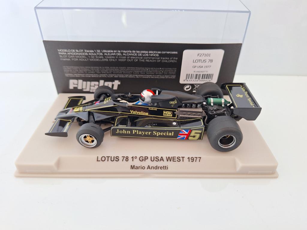 Fly Lotus 78 1st G.P. U.S.A West 1977 Mario Andretti F27101, Kinderen en Baby's, Speelgoed | Racebanen, Overige merken, Racebaan