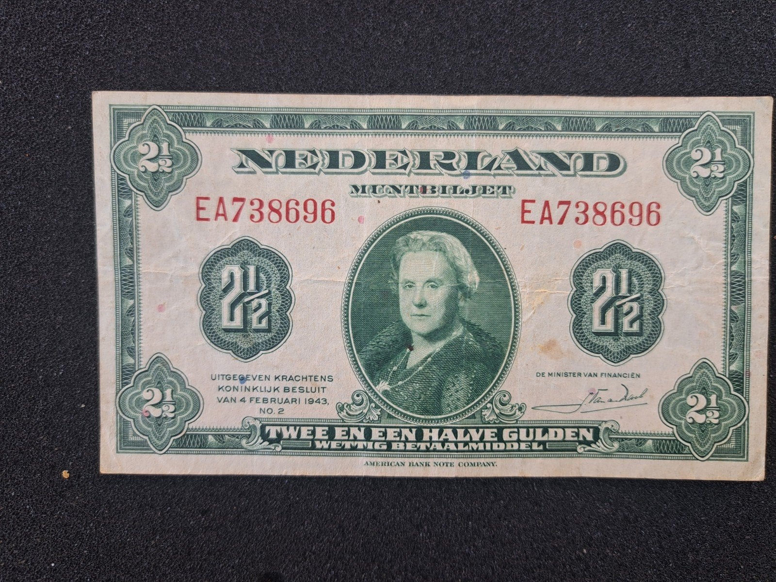 2½ Gulden Muntbiljet Nederland 1943 - Koningin Wilhelmina, Postzegels en Munten, Bankbiljetten | Nederland, Ophalen of Verzenden