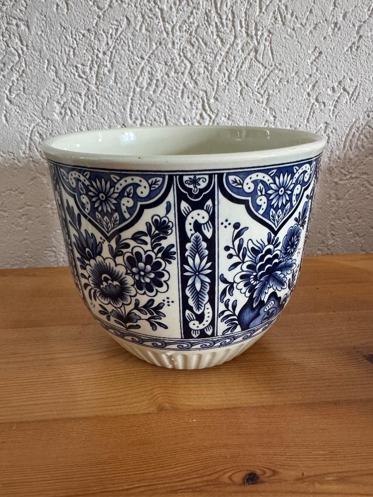 Vintage Royal Sphinx Boch bloempot delfsblauw, Rond, Ophalen of Verzenden, Aardewerk, Minder dan 40 cm