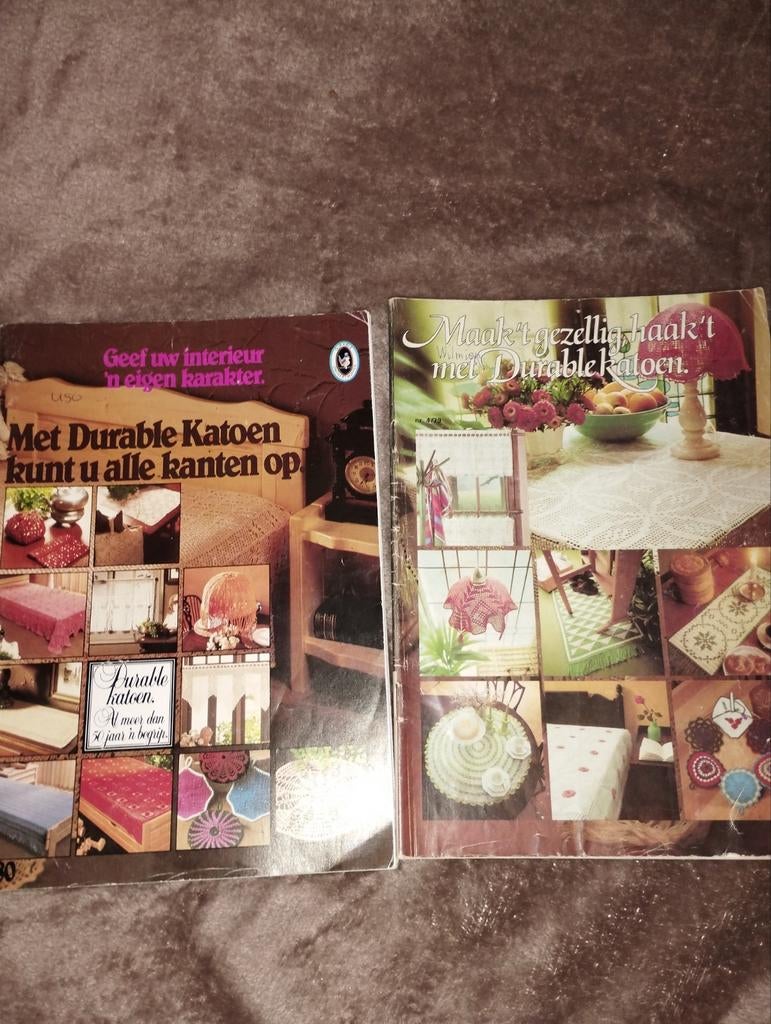 2x Vintage Haakboeken Durable Katoen - Interieur & Gezellig, Ophalen, Breien of Haken, Patroon of Boek