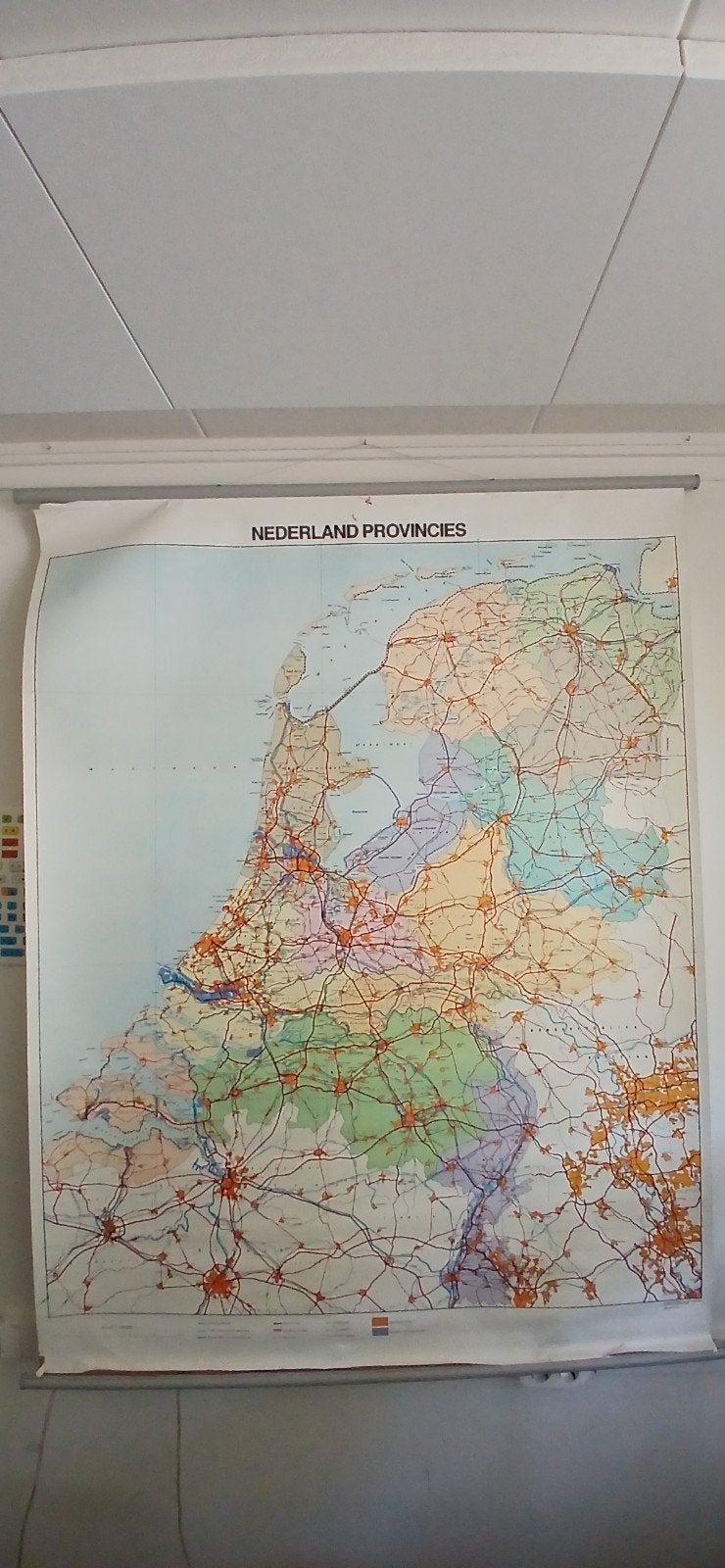 Grote wandkaart Nederland Provincies Wolters-Noordhoff, Boeken, Landkaart, 1800 tot 2000, Nederland, Ophalen