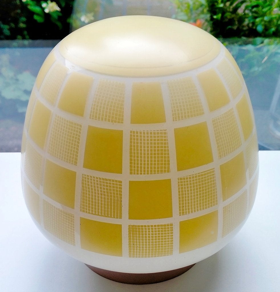 Antieke Wit Geel Glazen Jugendstil Thabur Lamp / Plafonnière, Ophalen of Verzenden, Zo goed als nieuw, Glas