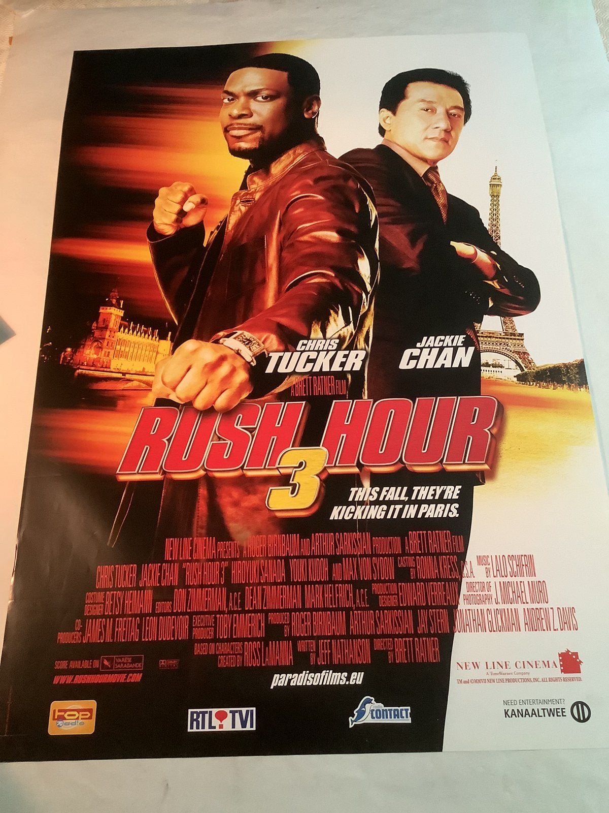 RUSH HOUR   FILMPOSTER   70-100 cm, Ophalen of Verzenden, Zo goed als nieuw, Deurposter of groter, Film en Tv