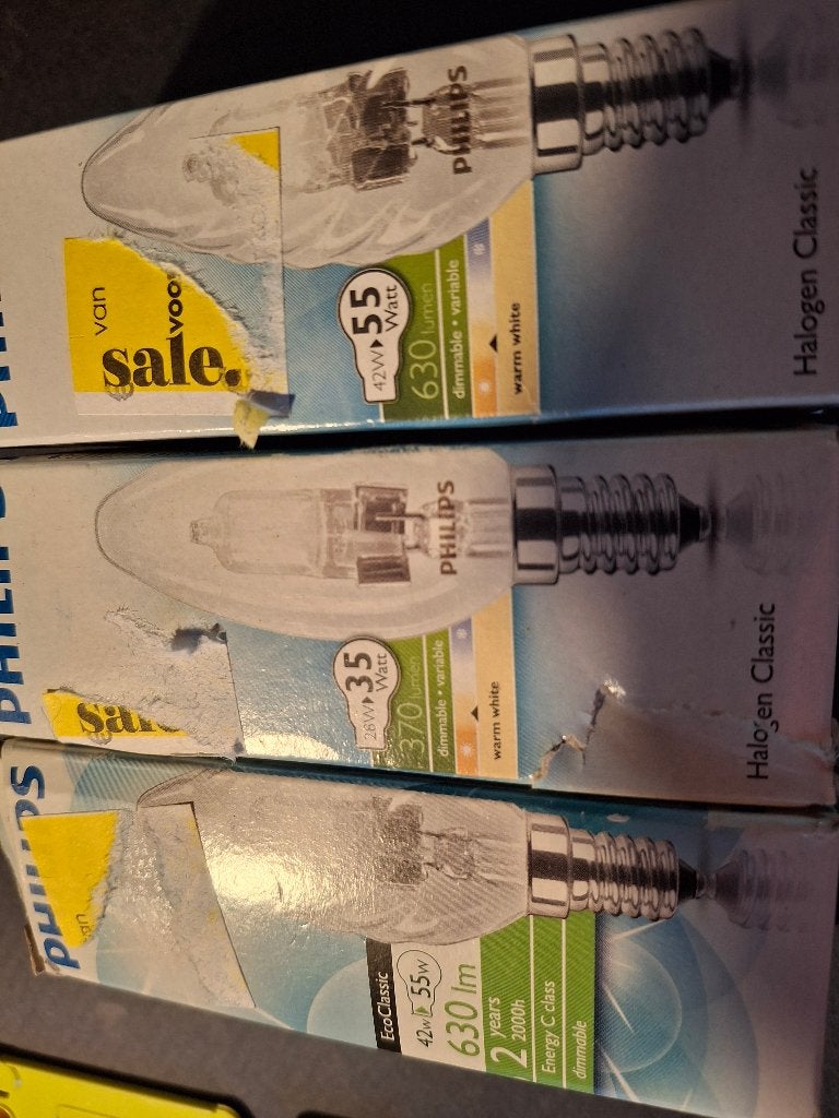 Halogeen lamp philips 55,23,,23,55 ( 11 stuks,, Ophalen of Verzenden, Nieuw, E27 (groot), Halogeen (gloei)lamp