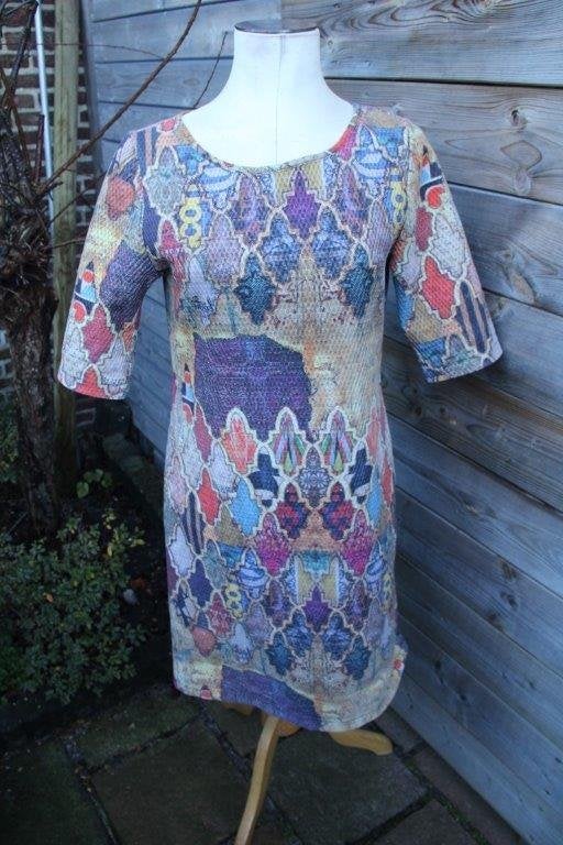 Jurk bruin/ gekleurd Lizzy & Coco mt M Vaste prijs AANBIEDIN, Kleding | Dames, Maat 38/40 (M), Bruin, Ophalen of Verzenden, Lizzy & Coco