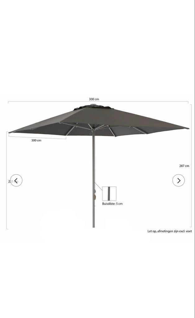 Shadowline Cuba parasol 3 bij 3 Moss Green+zware voet, Tuin en Terras, Ophalen, Gebruikt, 3 tot 4 meter, Zweefparasol