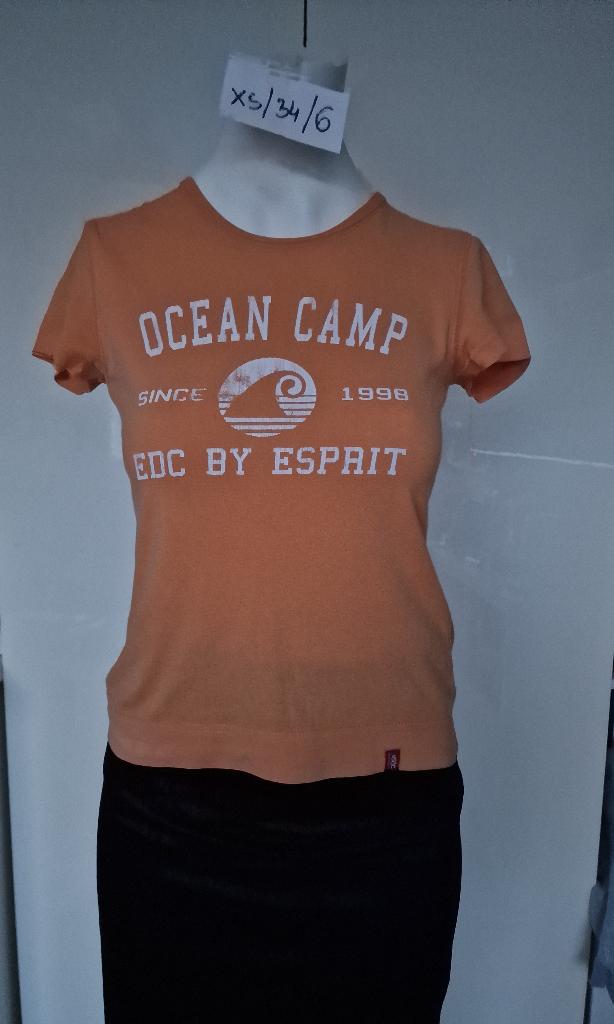 EDC By Esprit shirt maat XS/34, Oranje, Ophalen of Verzenden, Zo goed als nieuw, Korte mouw