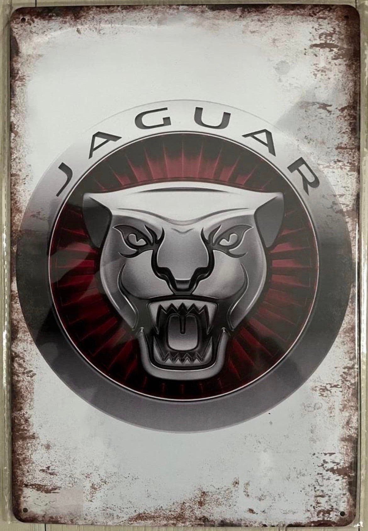 Jaguar logo metalen wandbord automerk 20x30cm, Ophalen of Verzenden, Zo goed als nieuw, Reclamebord