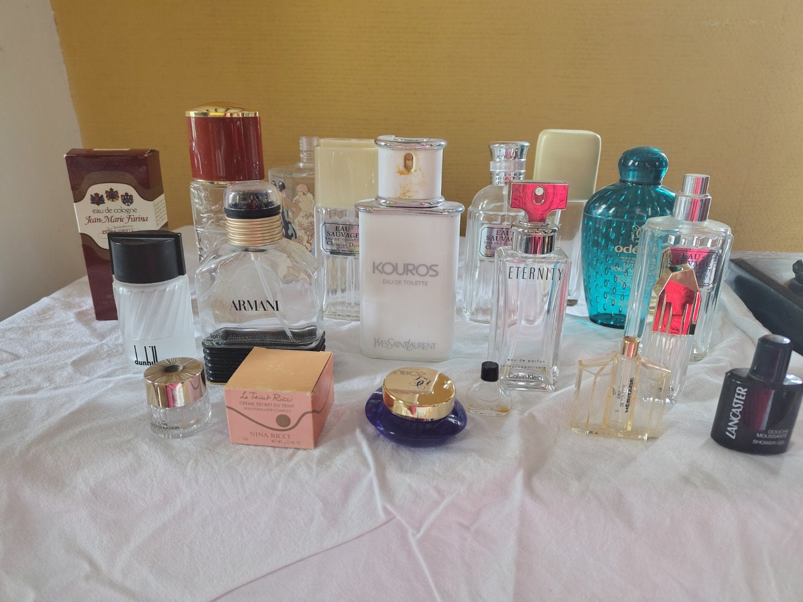 Vintage lege (parfum)flesjes o.a. Dior, YSL, Givenchy, Ricci, Ophalen of Verzenden, Gebruikt