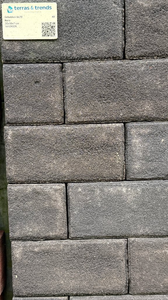 Gebakken Nero Klinkers 20x10x7 - Zo goed als nieuw, Tuin en Terras, Ophalen, Overige materialen, Klinkers, Zo goed als nieuw