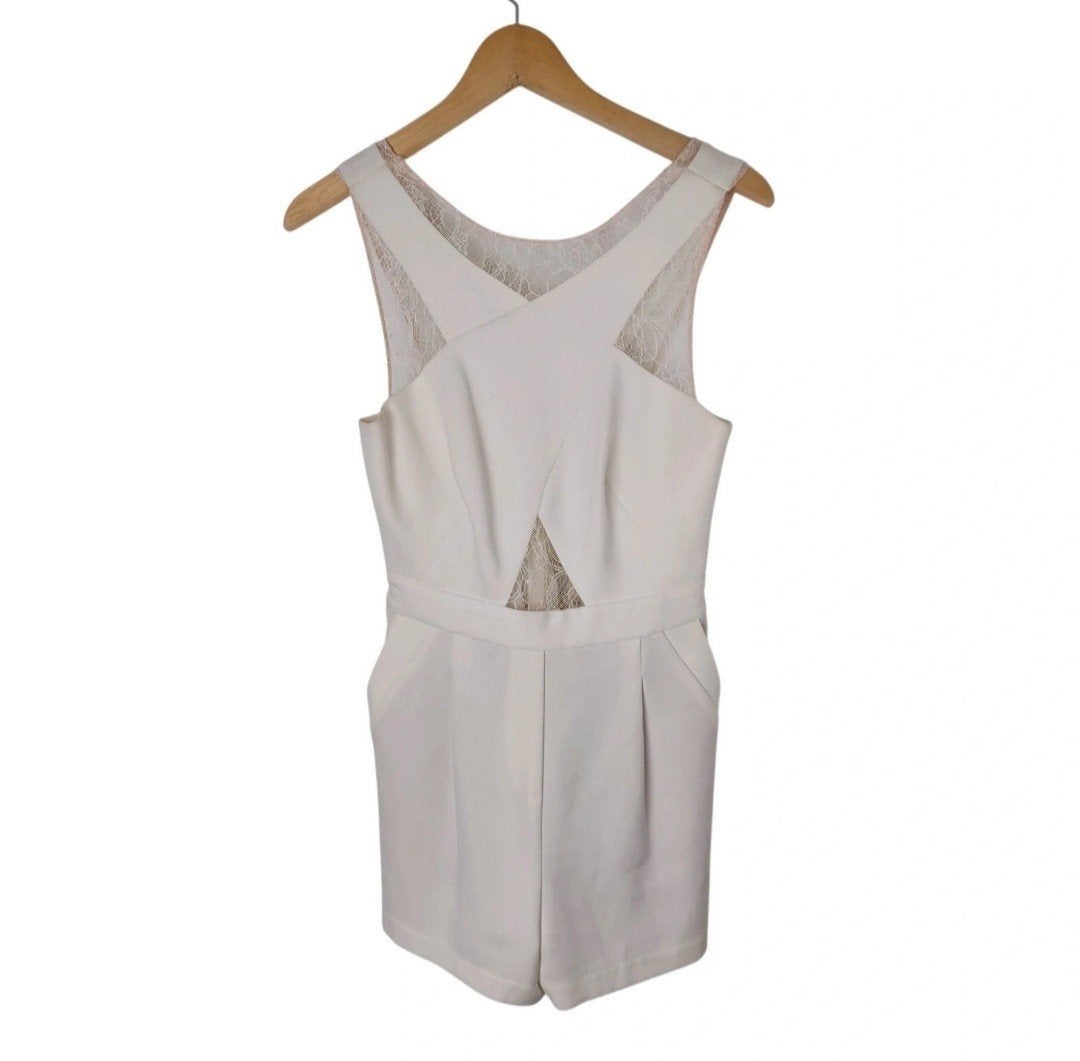 BCBG Max Azria Witte Jumpsuit Playsuit Maat XXS, Verzenden, Wit, Zo goed als nieuw, Maat 34 (XS) of kleiner