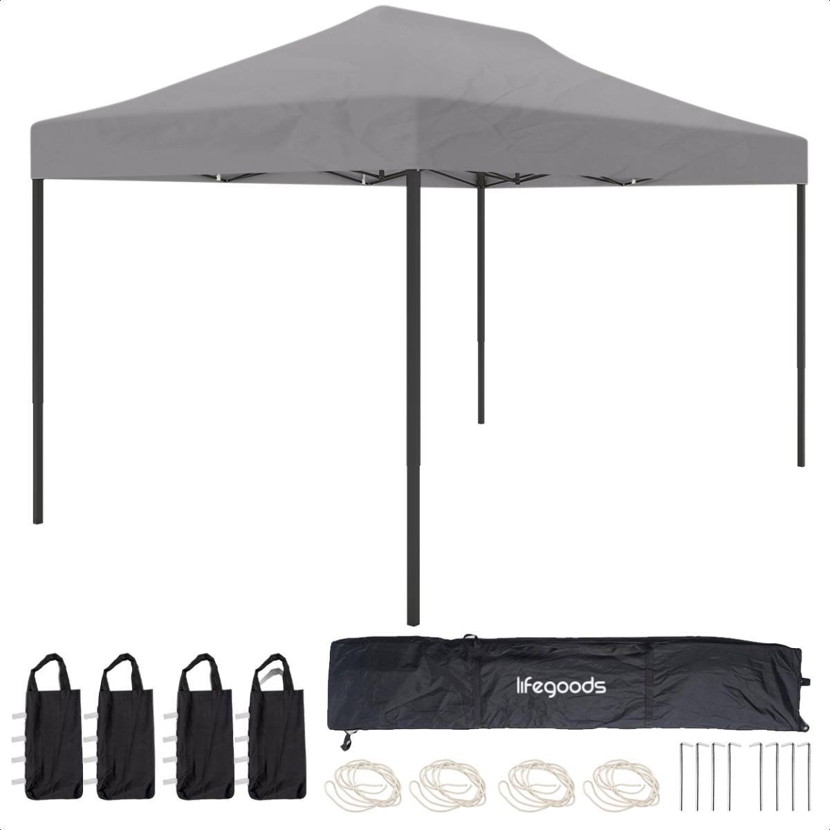 Partytent Paviljoen 3x4.5m Waterdicht Donkergrijs, Tuin en Terras, Partytenten, Opvouwbaar, Partytent, Nieuw, 4 tot 6 meter