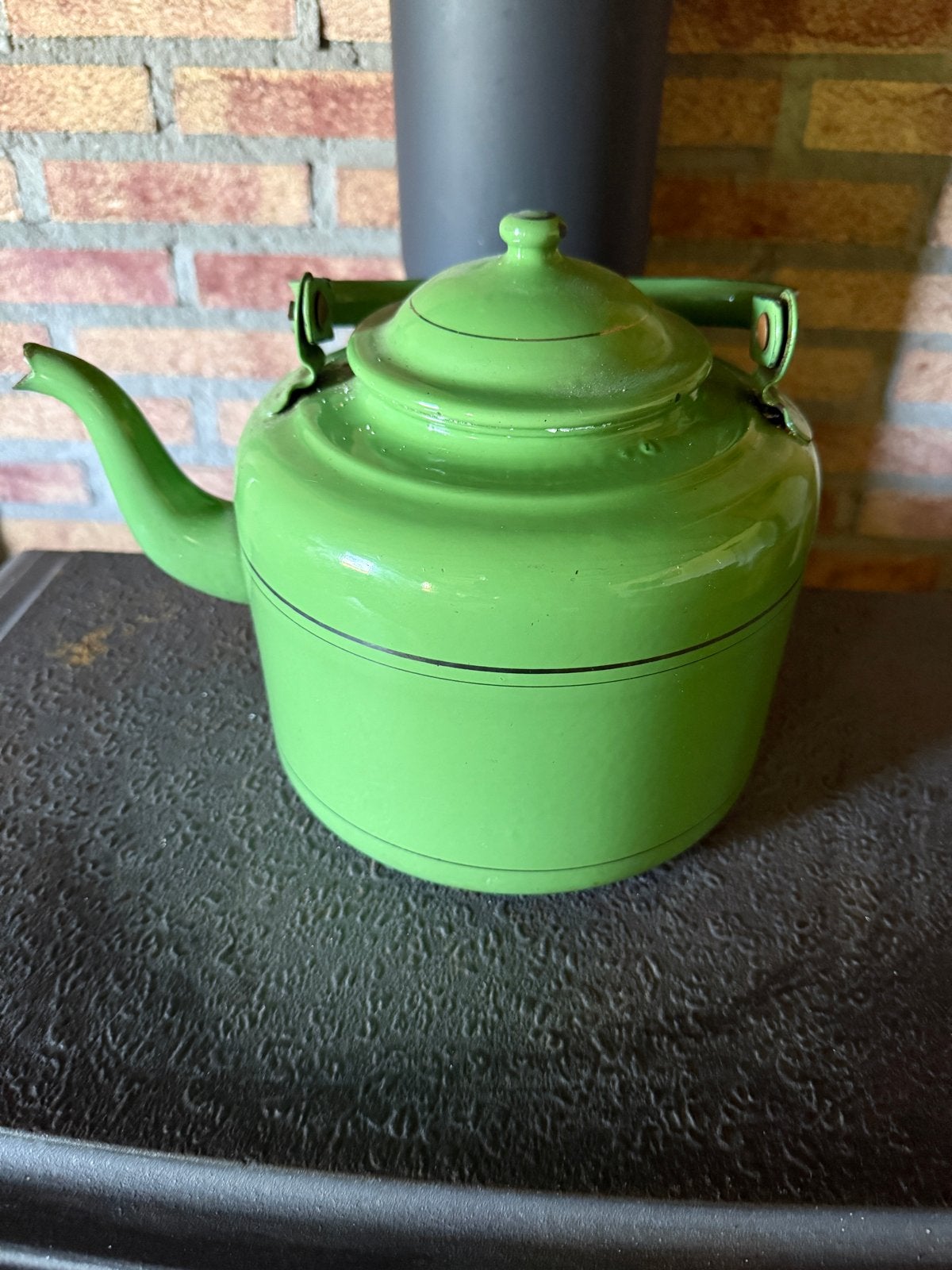 Vintage Groene Emaille Theepot / Ketel, Ophalen of Verzenden