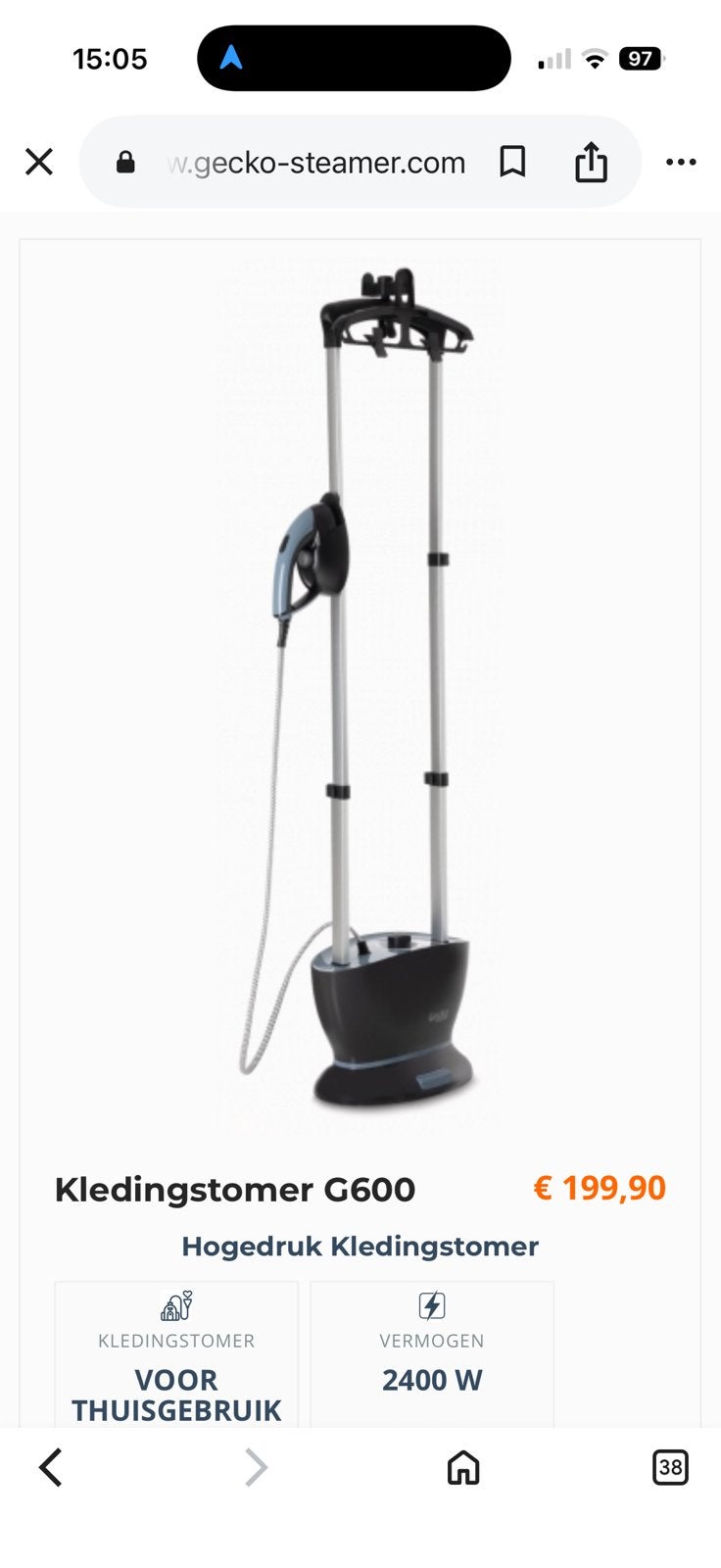 Kleding stomer professional Gecko, Witgoed en Apparatuur, Ophalen, Zo goed als nieuw
