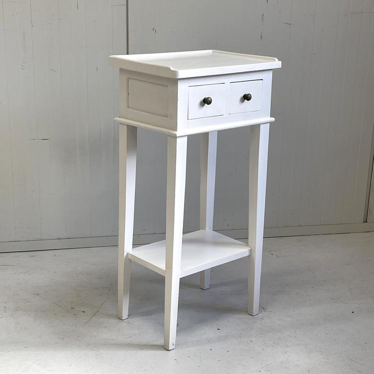 Wit nachttafeltje side-table hoog tafeltje halkastje brocant, Ophalen, Gebruikt, Onbekend, Minder dan 50 cm