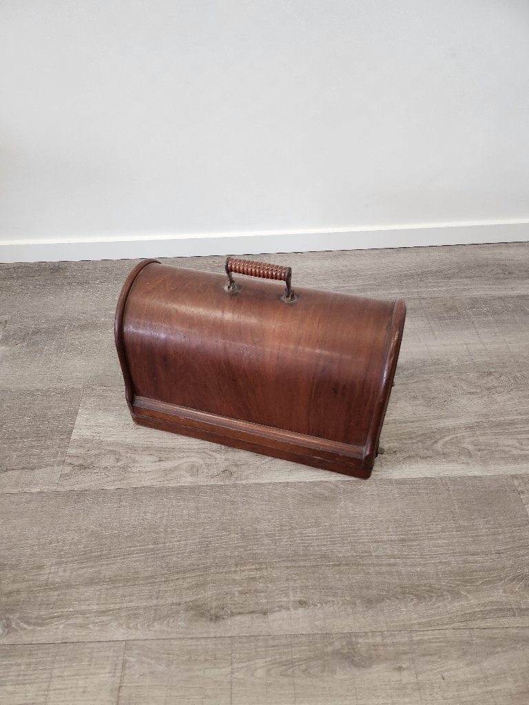 Antieke Singer naaimachine met originele houten opbergbox, Ophalen, Gebruikt, Naaimachine, Singer