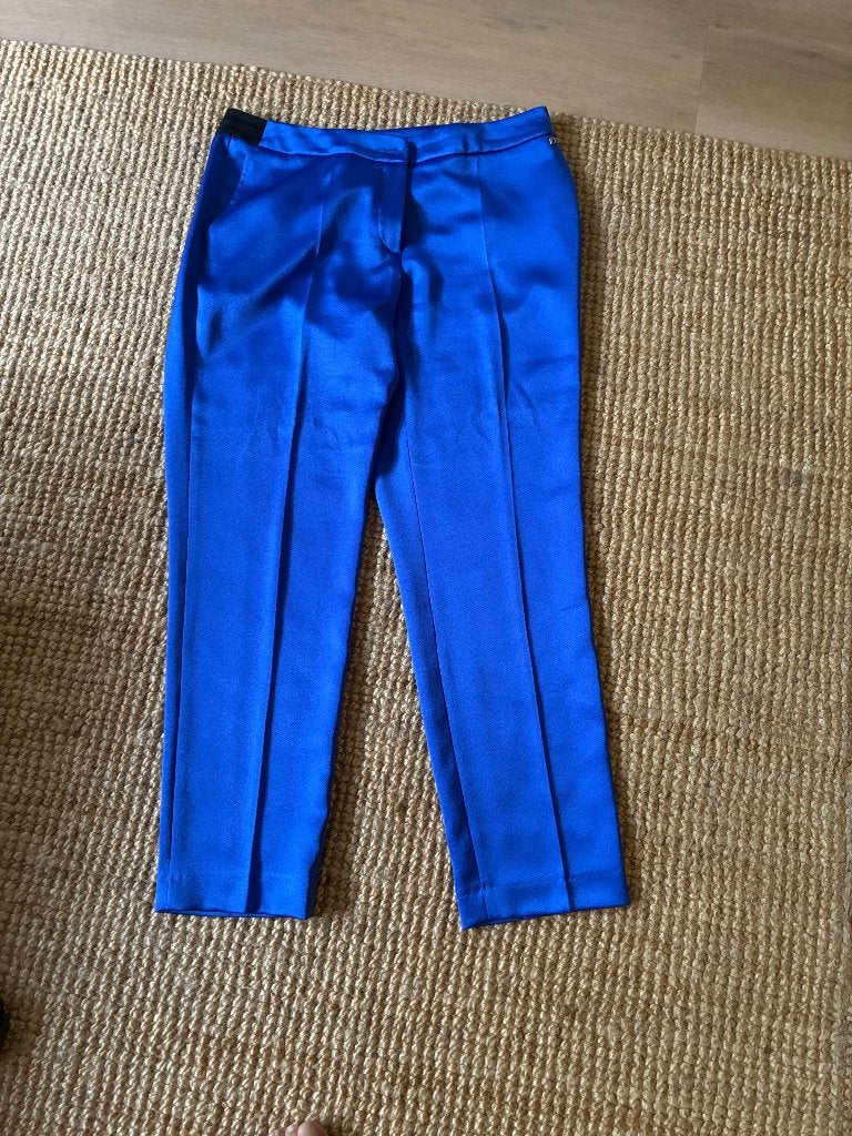 LaDress broek metallic blauw model Seoul maat L, Kleding | Dames, Broeken en Pantalons, Blauw, Maat 42/44 (L), Ophalen of Verzenden