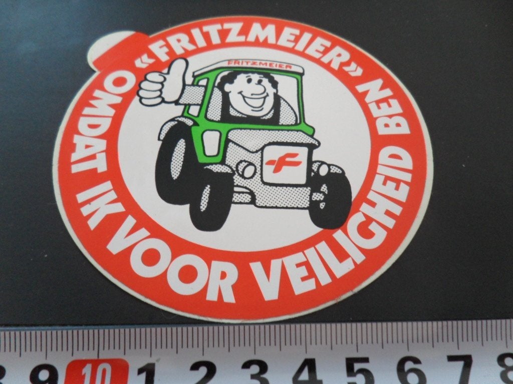 sticker FRITZMEIER omdat ik voor veiligheid ben - tractor, Ophalen of Verzenden, Zo goed als nieuw