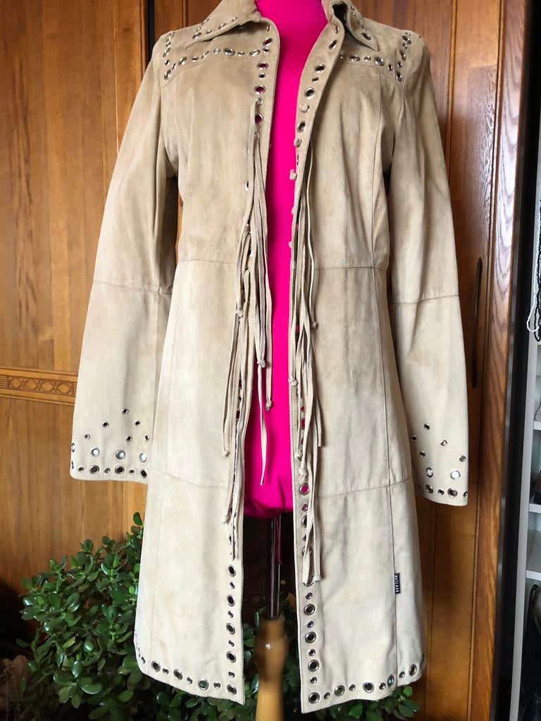 Suede franje jas. Watcher, Kleding | Dames, Jassen | Zomer, Ophalen of Verzenden, Zo goed als nieuw, Maat 38/40 (M), Beige