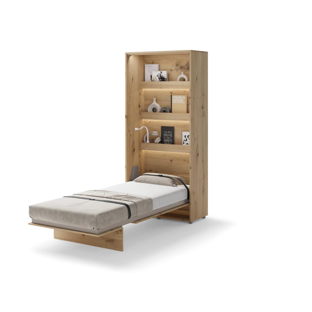 Concept opklapbed verticaal - 90x200 - Eikenkleur, Niet ingevuld, Niet ingevuld, Niet ingevuld